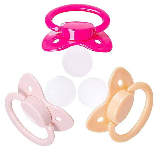 J&Or The Classic Original Adult Sized Pacifier Dummy - Three Color Pack - Hot Pink | Flamingo Pink | Caramel Yellow