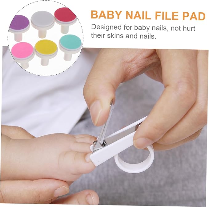 Baby Nail File Replacement Pads 0.78In Electric Nail Grinding Heads Soft Safe for Infant Toddler Grooming Compatible with Standard Trimmers 6Pcs