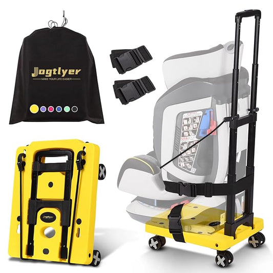 Car Seat Dolly for Airport Folding Car Seat Travel Cart for Airplane - Car Seat Roller with Wheel Cart Carrier with Straps Foldable Luggage Trolley Folding Hand Truck Dolly for Moving