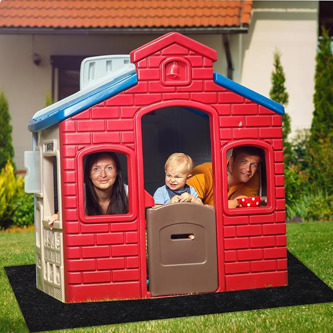 Outdoor Playhouse Mat, 47x59in Felt Play House Kids Baby Activity Pad Rug with Waterproof Non-Slip Backing Portable Storage Outside Game Area Shed Floor Mat Accessories for Garden Backyard Lawn Patio
