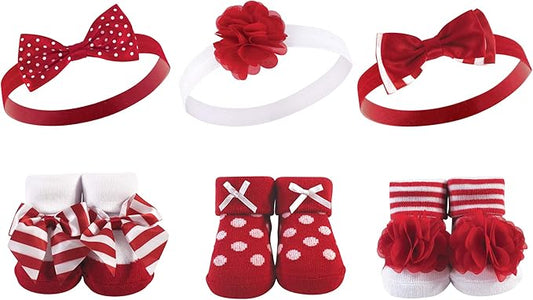 Hudson Baby Girl's Headband and Socks Giftset