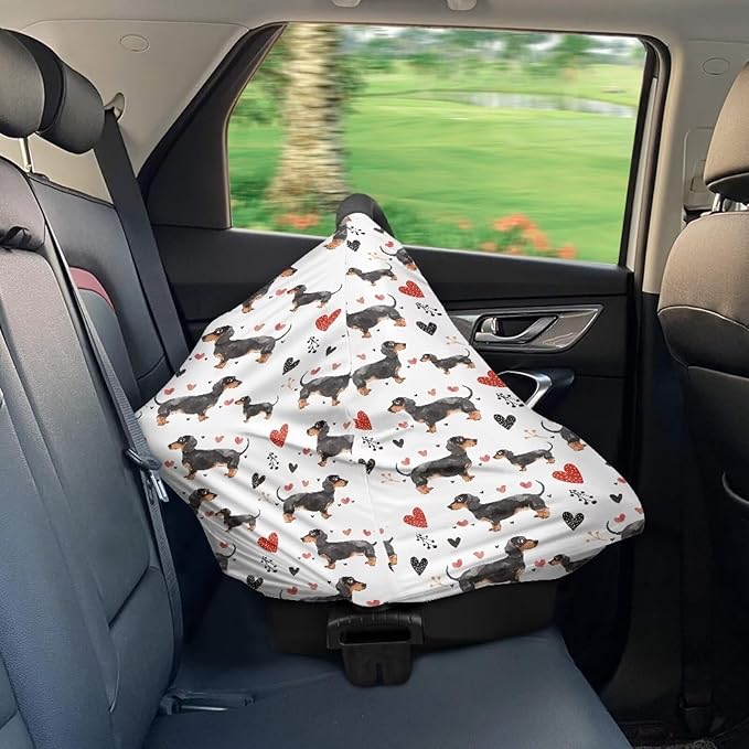 AFPANQZ Dachshund Stretchy Baby Car Seat Cover for Girls Boys Nursing Breastfeeding Covers Shopping Cart High Chair Stroller Covers Infinity Scarf Sunshade Car Seat Canopies