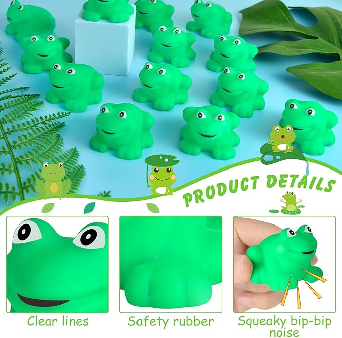 Mototo 120 PCS Rubber Frogs Little Squeaky Frogs Float Bath Toy Green Shower Swimming Bathtub Toy Easter Egg Stuffer for Hyundai Santa Cruz Jeep Game Prize Froggy Birthday Party Classroom School Decor