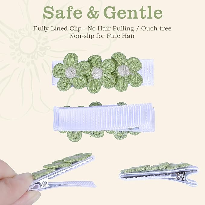 24 Pcs Flower Baby Hair Clips, 1.65 In Toddler Hair Clips for Girl Handmade Fully Lined Wrapped by Soft Fabric Cloth Toddler Kids School Age Girls Gifts