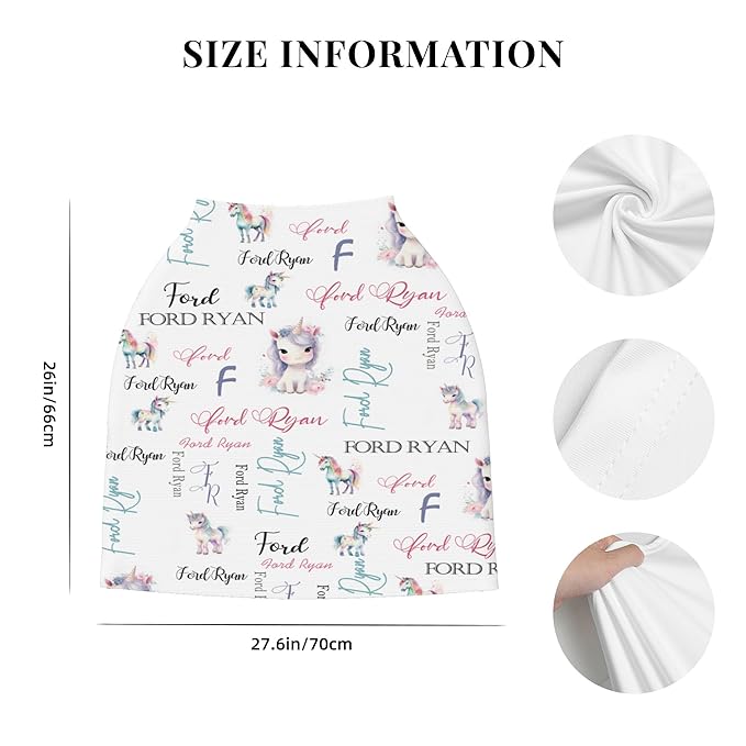 Personalized Car Seat Covers for Babies with Name – Multi-use Breastfeeding Cover Custom Horse Carseat Canopy Cover, Infant Stroller Covers for Boys and Girls