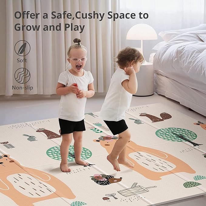 UANLAUO Baby Play Mat for Floor, Kids Play Mats 71x59 Playpen Mats Extra Large Waterproof Activity Playmats for Babies and Toddlers Infants Tummy Time, Foam Baby Crawling Mat with Travel Bag