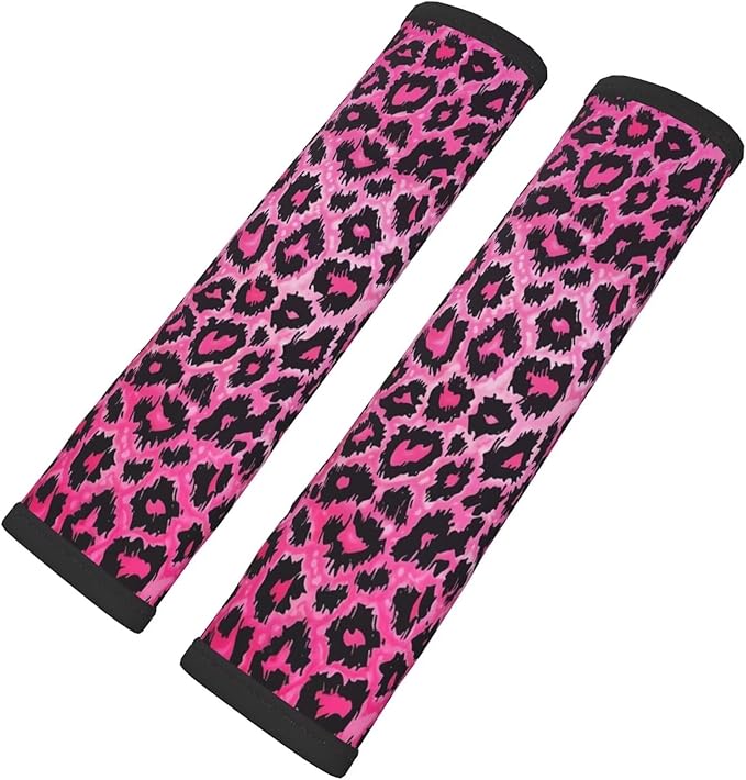 Car Seat Belt Pad Pink Leopard 2 Pack Soft Seat Belt Cover for Shoulder Pad Protector Cheetahs Animal Car Accessories Seat Belt Cushion Cheetah Animal Girly Cute Safety Strap Cover