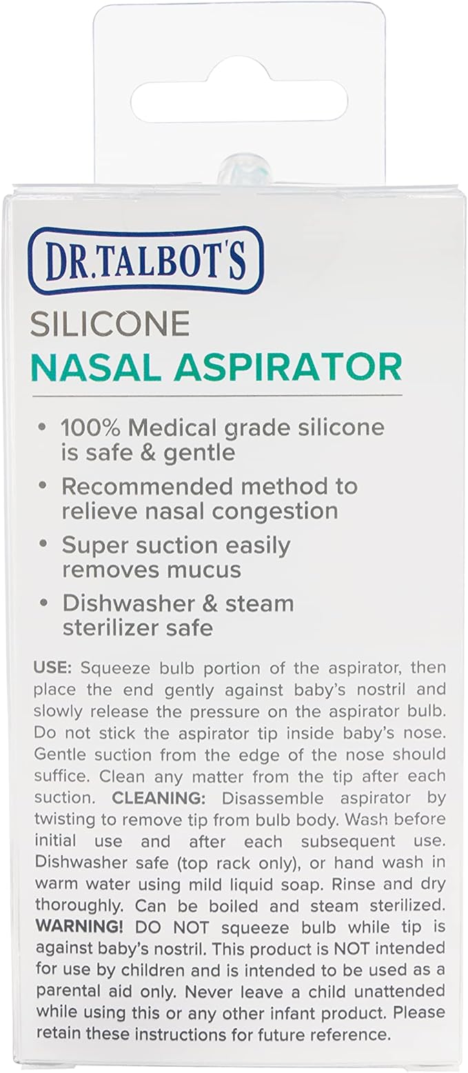 Dr. Talbot's Nasal Aspirator for Babies - Silicone - with Storage Case - Blue Elephant,(Pack of 2)