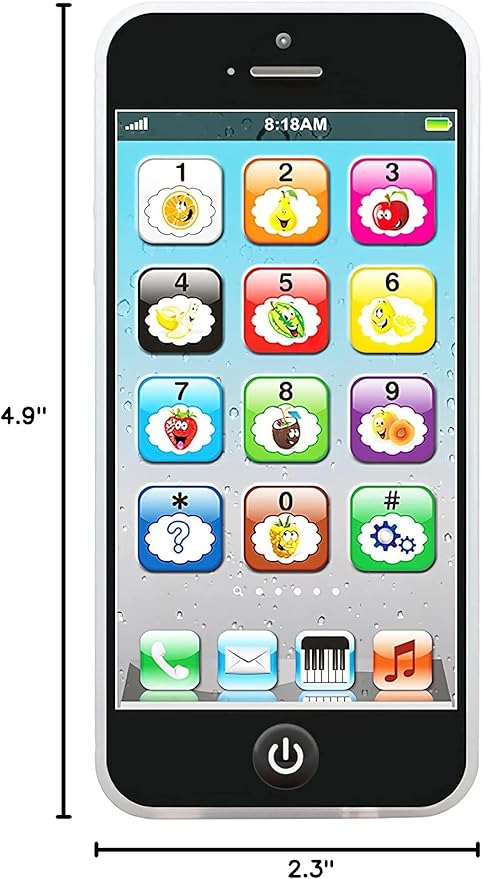 Toy Learning Play Cell Phone with 8 Functions and Dazzling Lights for Toddler Baby Kids 12-18 Months Ages 1-3 Year Old, Black3