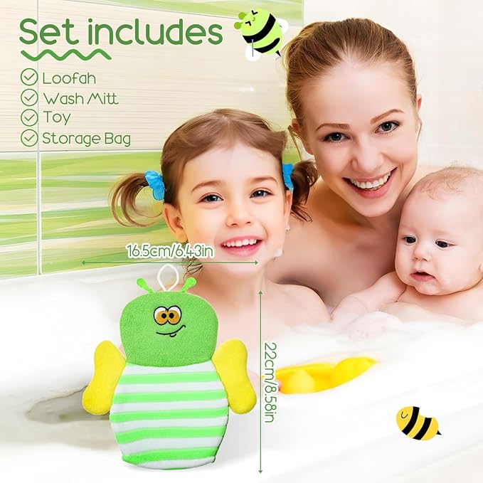 Sibba 10 Pcs Baby Bath Mitt Washcloths Gloves, Gentle Cute Exfoliating Wash Mitt Animal Pattern, Baby Mittens Bath Towel Glove Soft Scrub Toddler Wash Cloths Body Scrubber Bathing Loofah Infant Gloves