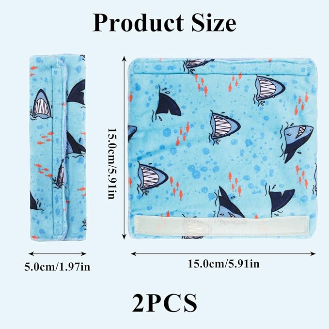 2-Pack Car Seat Strap Covers, Infant Seatbelt Covers, Velvety Soft Double-Sided Use Car Seat Shoulder Strap Pads for Infant Toddler, Blue Shark Pattern