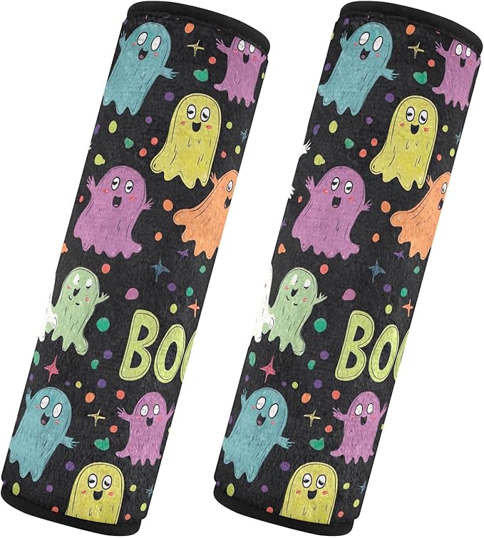 Cute Cartoon Halloween Elements Seat Belt Cover Pack of 2 Cute Seatbelt Cushion Shoulder Strap Cushion for Girls Boys Adults