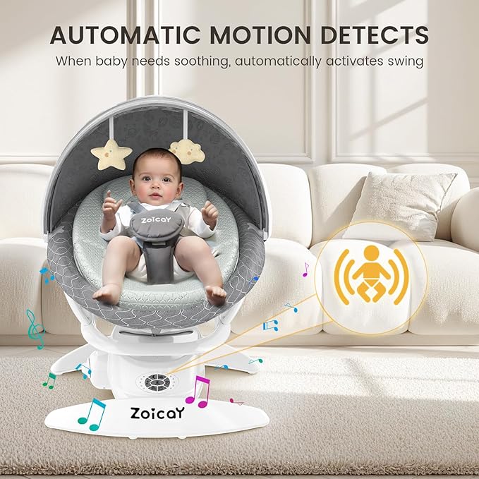 3-in-1 Baby Swing for Infants, Infant Swing with 5 Speeds & 3 Swing Modes, 12 Lullabies, Electric Swing for Baby, Indoor & Outdoor Use, Up to 25 lbs, Gray