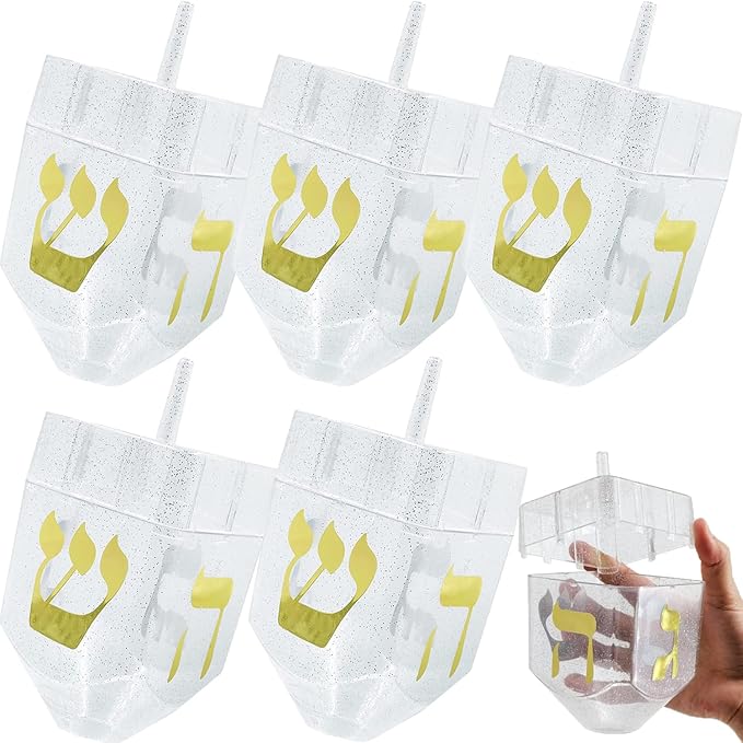 The Dreidel Company Jumbo Hanukkah Fillable 6.5" Inch Dreidel, Stands Straight on Table, Can Be Filled with Hanukkah Gelt or Any Hanukkah Item (24-Pack)