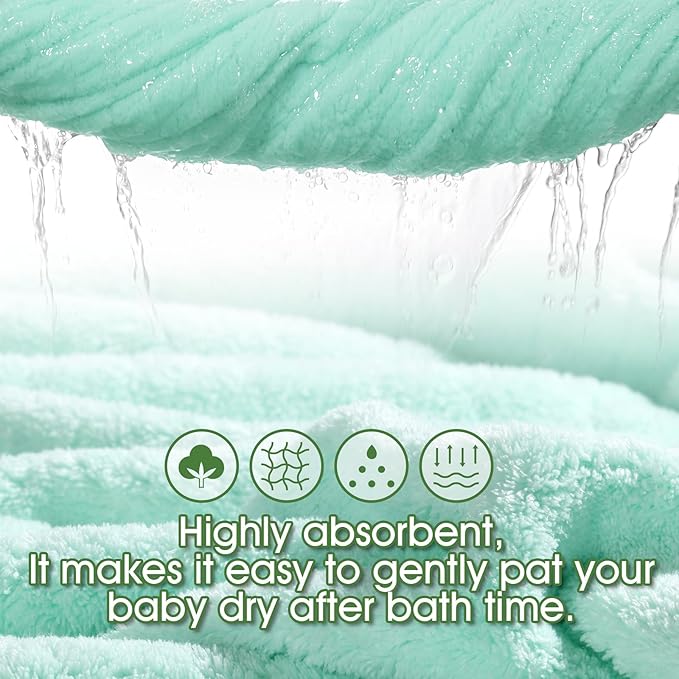 2 Pack Hooded Towels for Toddlers, Thick 55" x 27.5" Baby Bath Towel Set for Girls and Boys, Toddler Towels with Animal Hood and Buttons, Gray Tiger & Green Rabbit Set