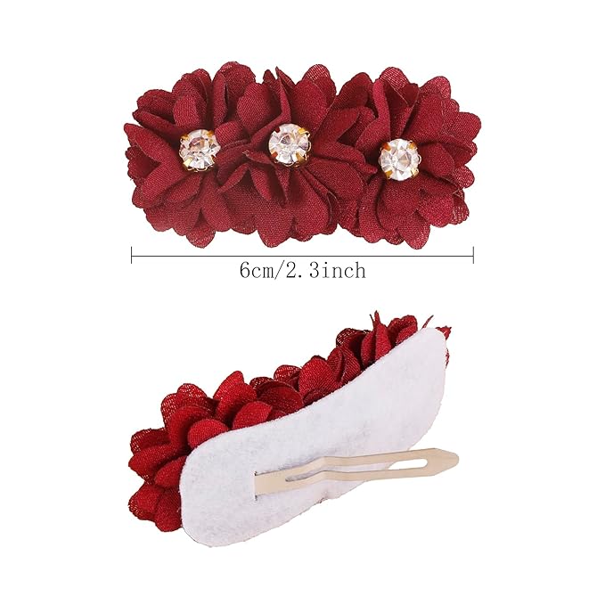 Flower Hair Clips Set for Baby Girl Lightweight Floral Hair Bow Accessories with Boutique Fully Lined Alligator Clip for Toddler Teens Gifts (ATD-FJ10-B)