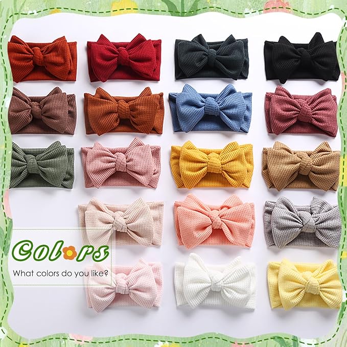 Ulico Personalized Girl Headband,Custom Baby Girls Headband with Embroidered Name, Newborn Headbands with Bow Baby Shower Gift（2 Pack ）