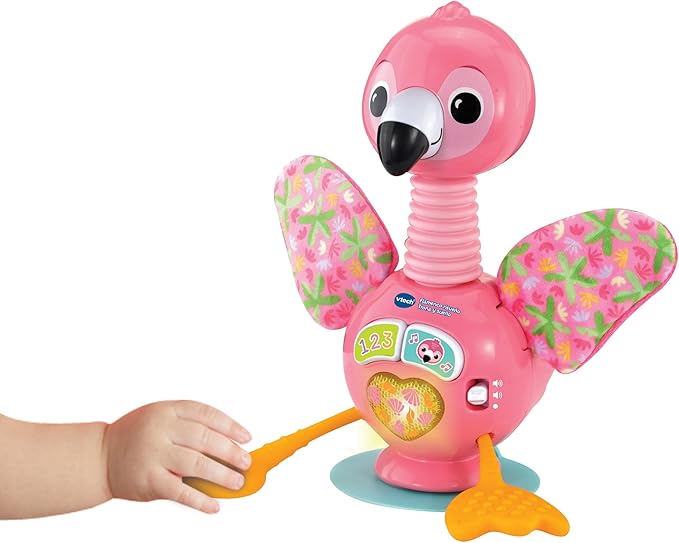 VTech -Baby Flamenco Laughing High Chair and Sleep, Toy for Babies from 6 Months, Interactive Buttons and Suction Base, ESP Version