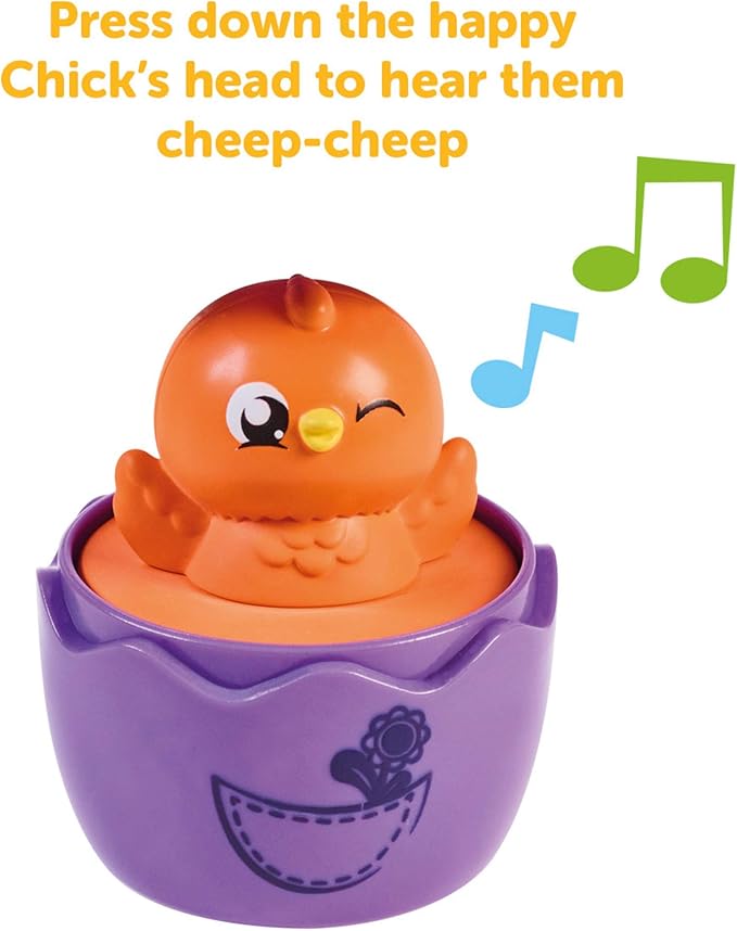 Toomies E73219C Tomy Hide and Squeak 2 in 1 Transforming Tractor, Push-Along Egg Character, Educational Shape Sorter with Colours and Sound, Toy for Baby Boys & Girls Aged 1, 2 & 3 Years Old
