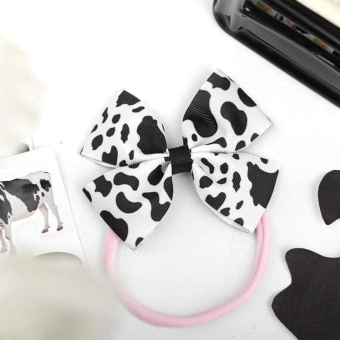 Cow Print Baby Hair Bow for Girls Cowgirl Accessories Newborn Infant Toddler Babies Girl Headbands Black and White Hairwraps