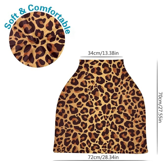 Black Gold Leopard Baby Car Seat Covers, Nursing Cover Breastfeeding Scarf Soft Breathable Stretchy Coverage, Infant Stroller Cover for Boys Girls