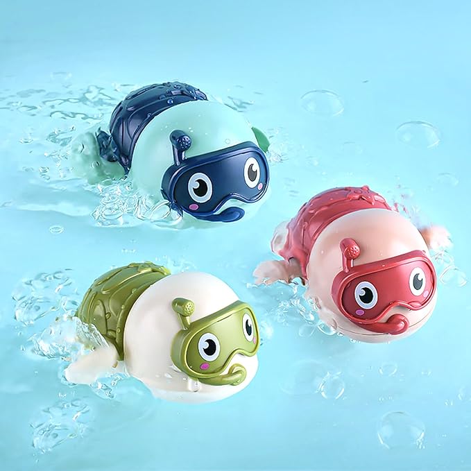 3 Pack Swimming Turtle Baby Bath Toys for Toddler 1-3,2025 Bath Toys Water Pool Floating Wind Up Toys for 1-2 Year Old Boy Girl Gifts, Infant Toddlers Kids Bathtub Toys Age 1-3 2-4 (Style 1)