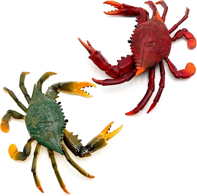 Gemini&Genius Crabs Animal Figures Marine Toys Realistic Sea Animal Action Figures Ocean Model Toy Stocking Stuffers, Role Play, Swim, Bath Toys for Kids