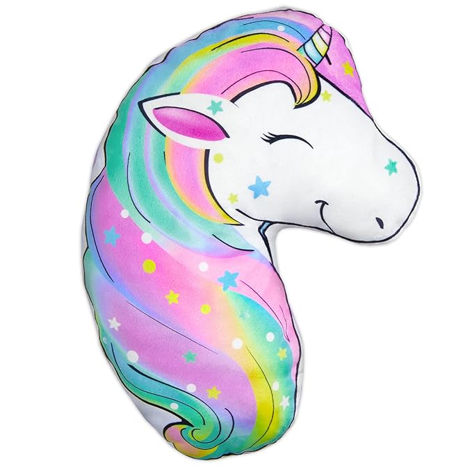 FIODAY Seat Belt Cover Pad for Kids Unicorn Seatbelt Pillow Soft Seat Belt Cover Car Pillow Toddler Travel Seat Strap Pad Neck Support for Girls Boys, Rainbow
