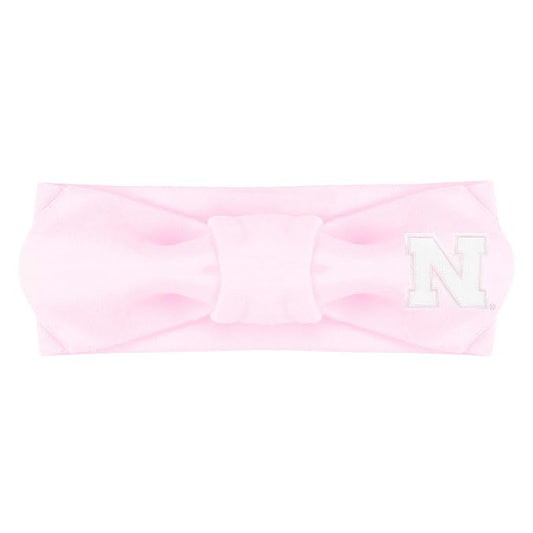 Creative Knitwear Nebraska Cornhuskers Infant Girls Pink Solid Hair Knot Headband Embroidered Logo - Size Newborn - 4T