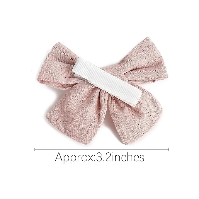 3.2'' Girls Light Pink Linen Hair Bows Clips - Alligator Clips Hair Accessories for Little Girls, Toddlers, Kids, and Teens