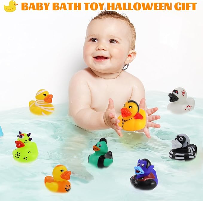 30 Pcs Jeep Ducks for Ducking, Halloween Ducks for Jeeps Ducking, Halloween Rubber Ducks for Kids, Assortment Mini Rubber Duckie Toys for Trick or Treat Fillers Baby Bath Shower Toys