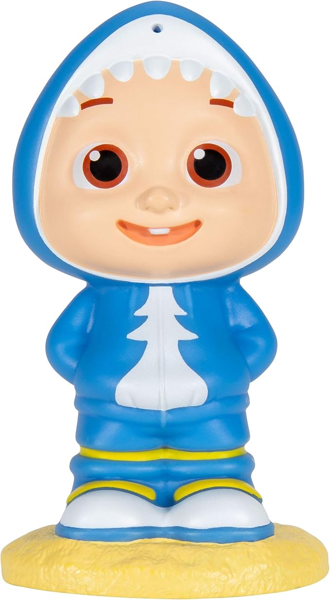 CoComelon Official Bath Squirters, Featuring JJ Character Toy (4” Tall) and 2 Sharks (4” Wide), Bath Time Fun Playset - Character Toys for Babies, Toddlers, and Kids