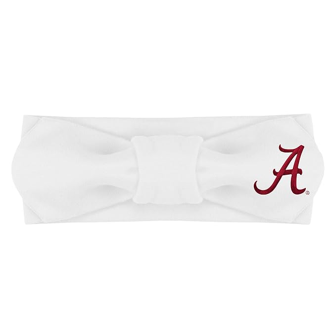 Creative Knitwear Alabama Crimson Tide Infant Girls White Solid Hair Knot Headband Embroidered Logo - Size Newborn - 4T
