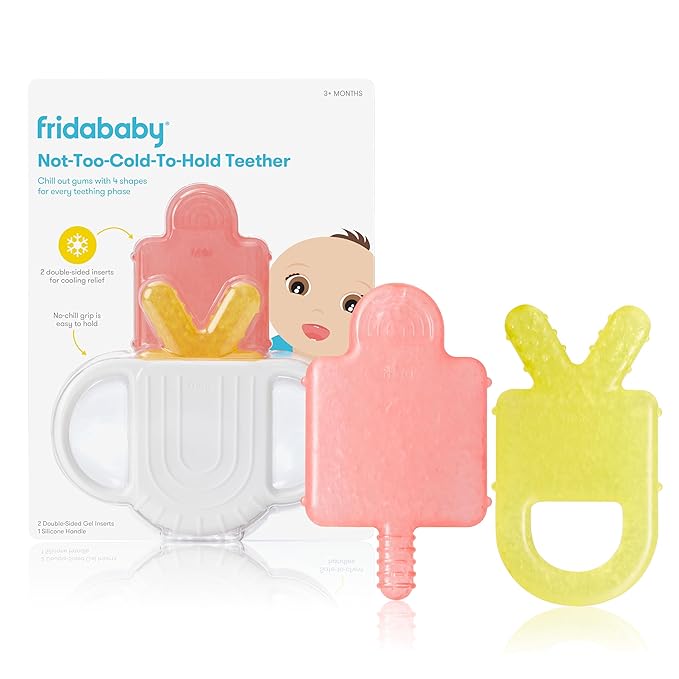 Frida Baby Silicone Teething Toys, 4-in-1 Teether for Babies & Infants, Teething Relief for 0-18 Months, Not-Too-Cold-to-Hold Baby Teether, BPA-Free