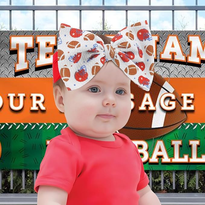 Baby Girl Football Headbands Hair Bows Super Bowl Hair Accessories for Newborn Infant Toddler Babies Headband Baby Girl Football Outfit