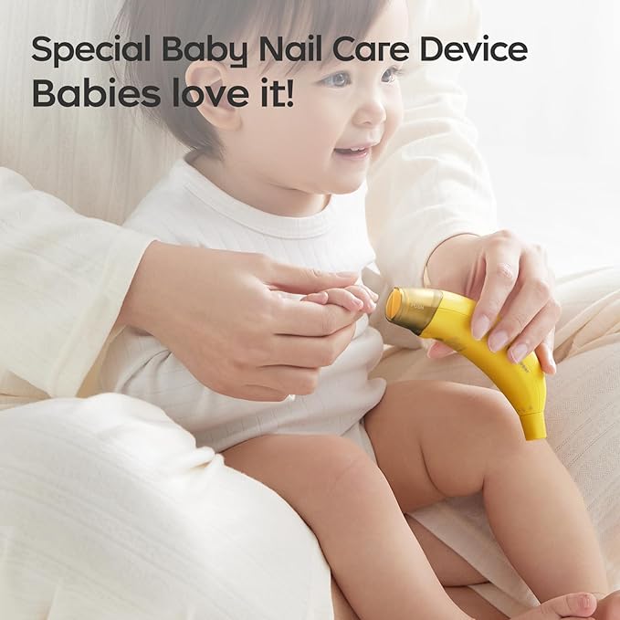 bc babycare Baby Nail Trimmer Electric, Gentle Electric Nail File for Newborn Infant Toddler or Adults with Light, Baby Nail Clipper & Cutter with 5 Grinding Head Replacement Pads - Green Banana