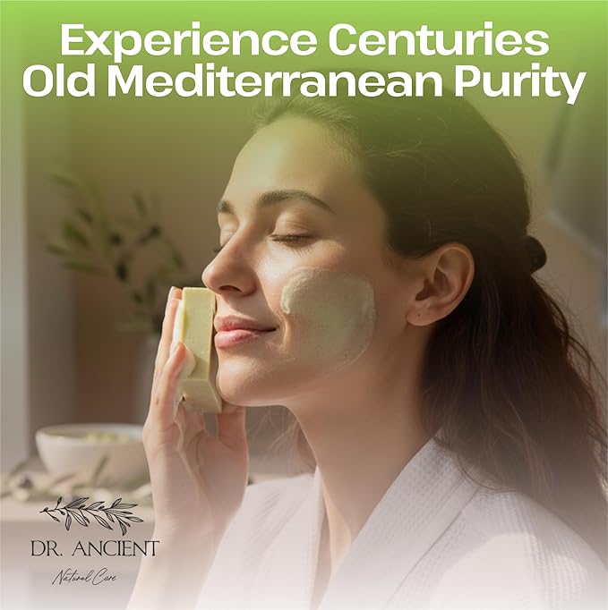 Dr.Ancient Olive Oil Soap Bar, Organic Soap Bars Handcrafted the Traditional Way, Natural Chemical-Free, Vegan, Used for Face Wash, Body Wash, Hand Cleansing and Skin Care, Gentle Cleanser