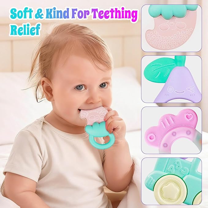 Baby Toys 0-6 Months - Baby Rattles Teething Toys 3-6 Month Infant Toys 6-12 Months Teether Toy 3 4 5 6 Month Old Newborn Essentials Must Haves Wrist Socks Toddler Stocking Stuffers Christmas Gifts