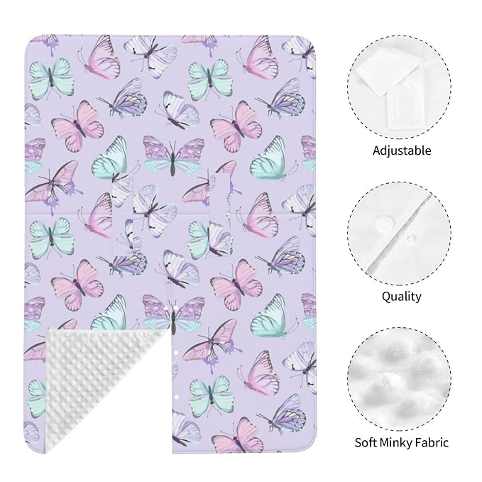 Purple Butterflies Car Seat Covers Canopy for Babies, Soft Stroller Cover Nursing Cover Breastfeeding Baby Carrier Cover for Shower Gift Newborn Toddler