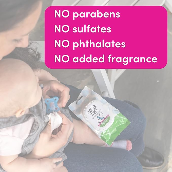 Dapple Baby Pacifier Wipes for Infants and Toddlers - (3 Pack) 40 Count - Fragrance-Free, Hypoallergenic & Food-Grade - Diaper Bag Essentials