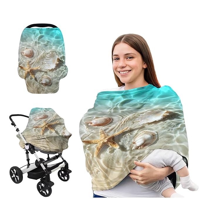 Beach Car Seat Cover Baby Privacy Nursing Covers,Breathable Breastfeeding Cover,Multi-use for Mother Nursing Apron Unverisal Fit Car Canopy Covers