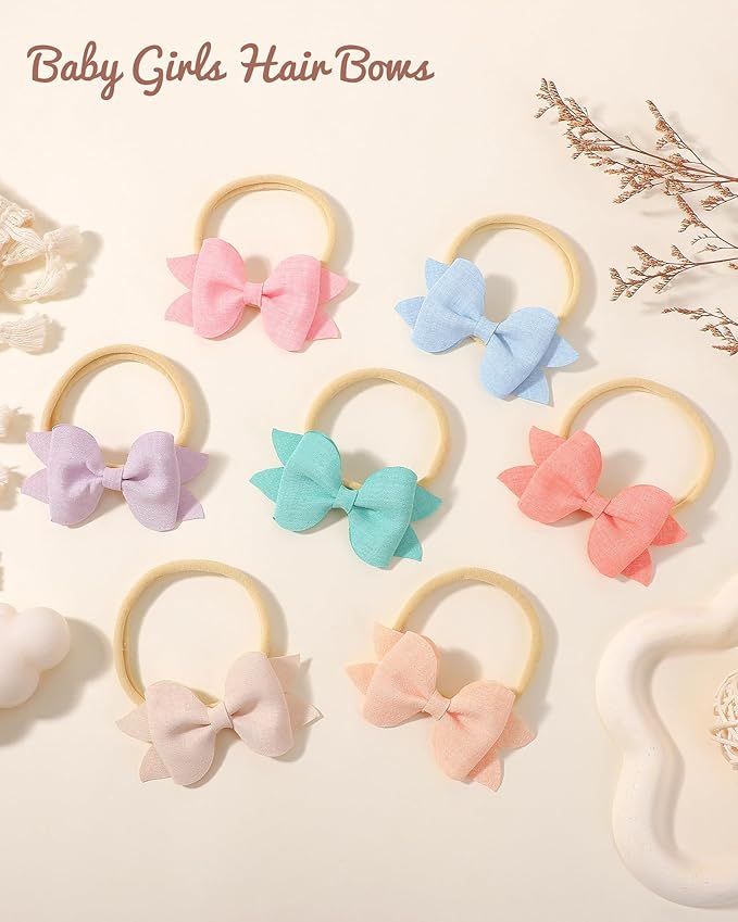 jollybows 3.35" 20pcs Baby Girls Bows Headbands Elastic Nylon Hairband Ribbon Bow Hair Accessories for Kids Toddlers Infants Newborn