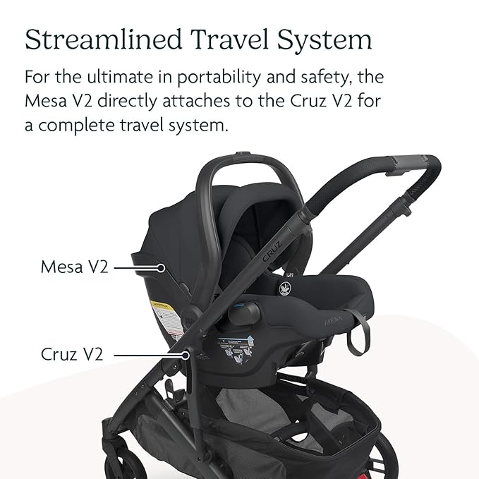 UPPAbaby Travel System, Includes Cruz V2 Stroller + Mesa V2 Car Seat Combo/Toddler Seat, Bumper Bar, Bug Shield, Rain Shield, Car Seat, Base + Robust Infant Insert Included/Greyson (Charcoal Mélange)