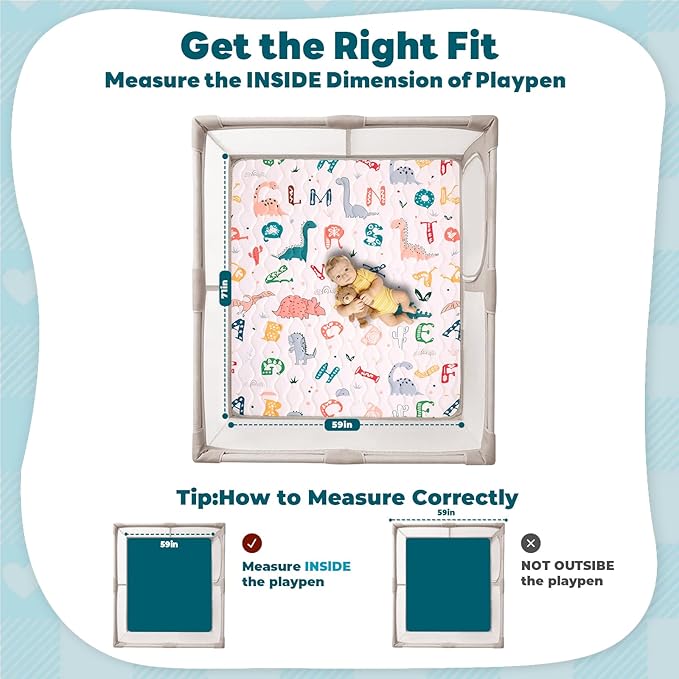 Wirhao Baby Play Mat for Floor, 71'' x 59'' Thicken Foam Soft Padded Mat for Baby, Playpen Mat for Toddlers Infant Kids, Machine Washable, Non-Slip Bottom Safe for Crawling (Dinosaur)