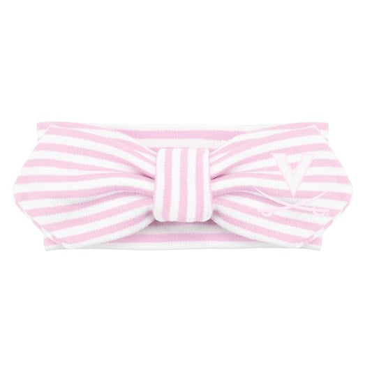Creative Knitwear Virginia Cavaliers Infant Girls Pink/White Striped Hair Knot Headband Embroidered Logo - Size Newborn - 4T