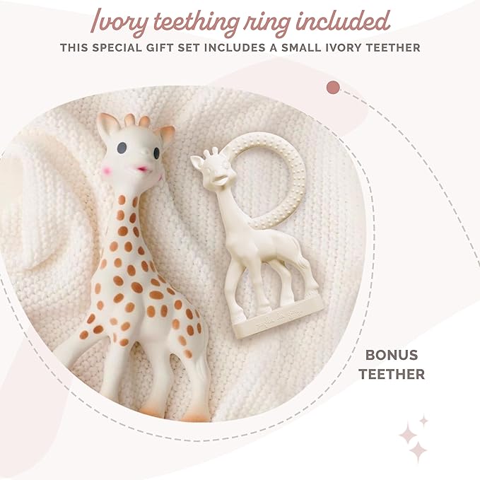 Sophie la girafe, Award Set | Includes Sophie la girafe, a Sophie la girafe Mini Teether & Photo Instructions | Born in Paris | Since 1961 | Natural Rubber | Designed for Teething Babies