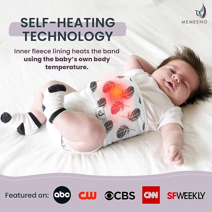 MEMEENO Baby Belly Band for Gas & Colic Relief - Heated Tummy Wrap for Newborns