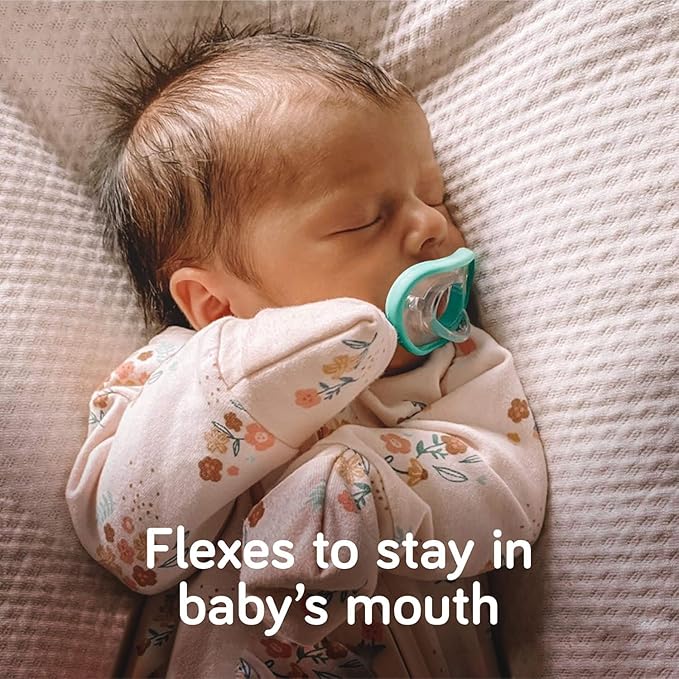 Nanobebe Baby Pacifiers 0-3 Month - Orthodontic, Curves Comfortably with Face Contour, Award Winning for Breastfeeding Babies, 100% Silicone, Perfect Baby Registry Gift 2pk, Sage