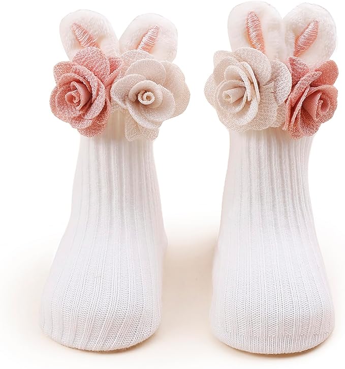 Baby Girls Headband & Socks Set, Cute Socks with Flower Hair Bows Baby Accessories Gifts for Newborn Infant Toddler