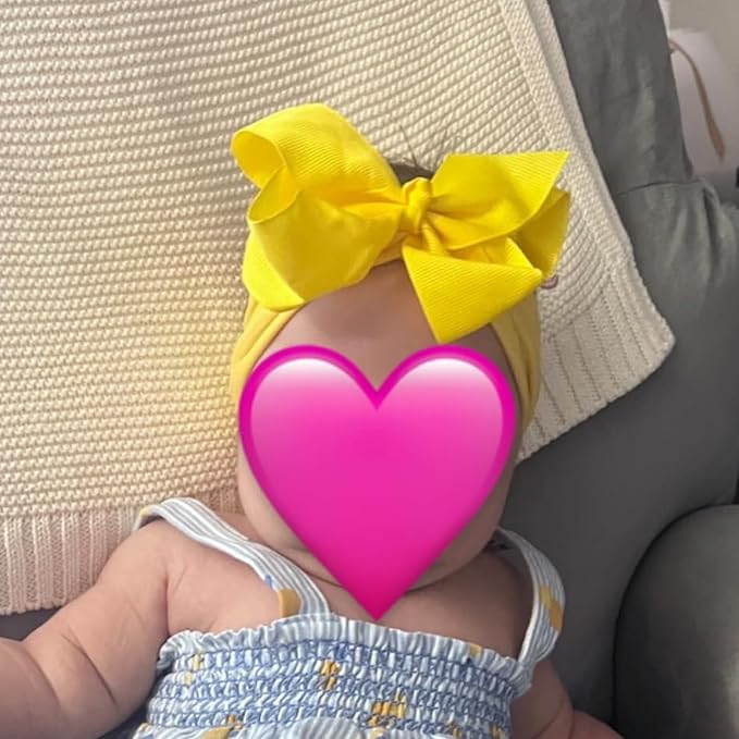 6 Pcs Baby Girls Headband Bows, Soft Nylon Hairbands Cute Big Bow Super Elastic Headband For Baby Girls Newborn Infant Toddlers (6Pcs Warm Color, Large)